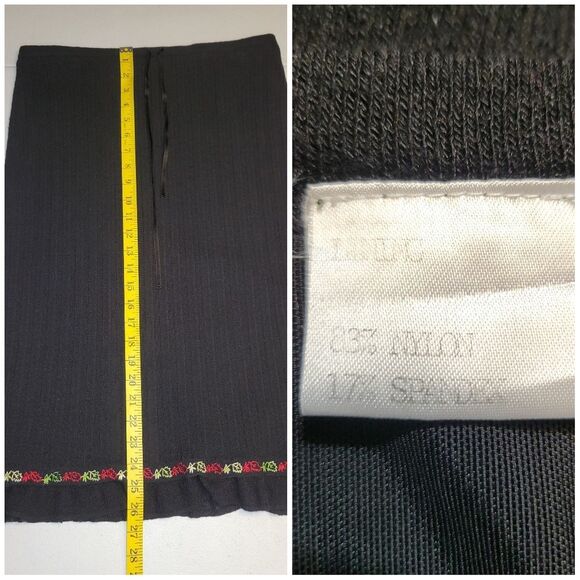 URCHIN MARK EISER Y2K Ribbed Knit Skirt with Embroiderey Ruffled Hem Vamp Goth - Picture 11 of 11